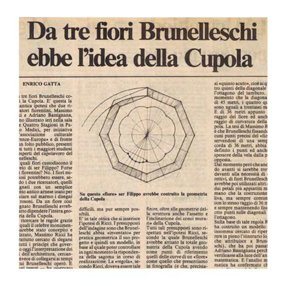 Cupola_Brunelleschi_fiori_Massimo_Ricci_La_Nazione_Firenze_Storia_Ricerca_cover Da tre fiori Brunelleschi ebbe l’idea della Cupola