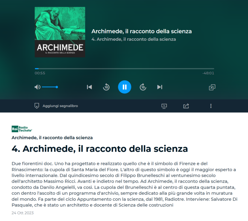 massimo ricci intervista Archimede, il racconto della scienza Archimede, il racconto della scienza